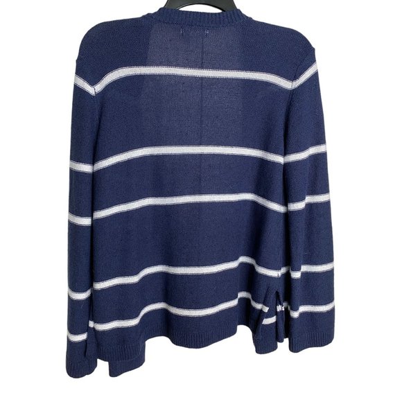 Charter Club Womens Navy and White Stripe Open Front Cardigan Size M Office Chic - Picture 2 of 9